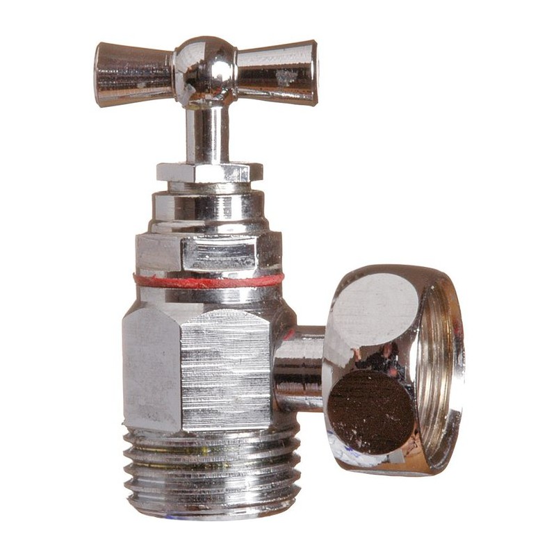 Robinet équerre chromé, à  potence avec presse étoupe - 12 x 17 mm - SFERACO - Robinet d'arrêt WC - SI-694011