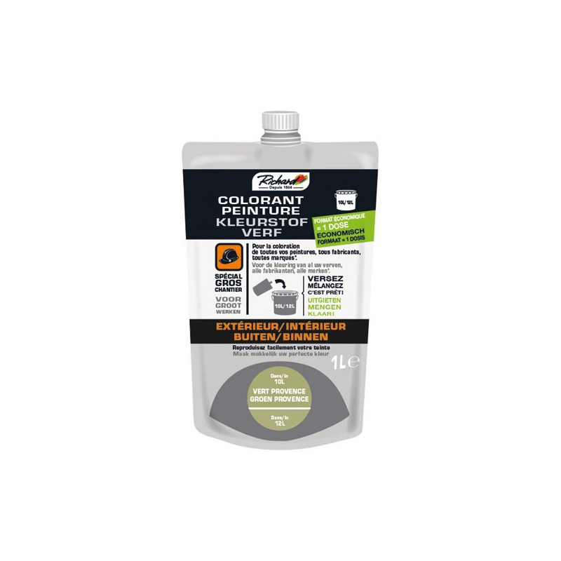 Colorant pour peinture - Doypack - 1 L - Vert provence - RICHARD - Colorants peinture - DE-396458