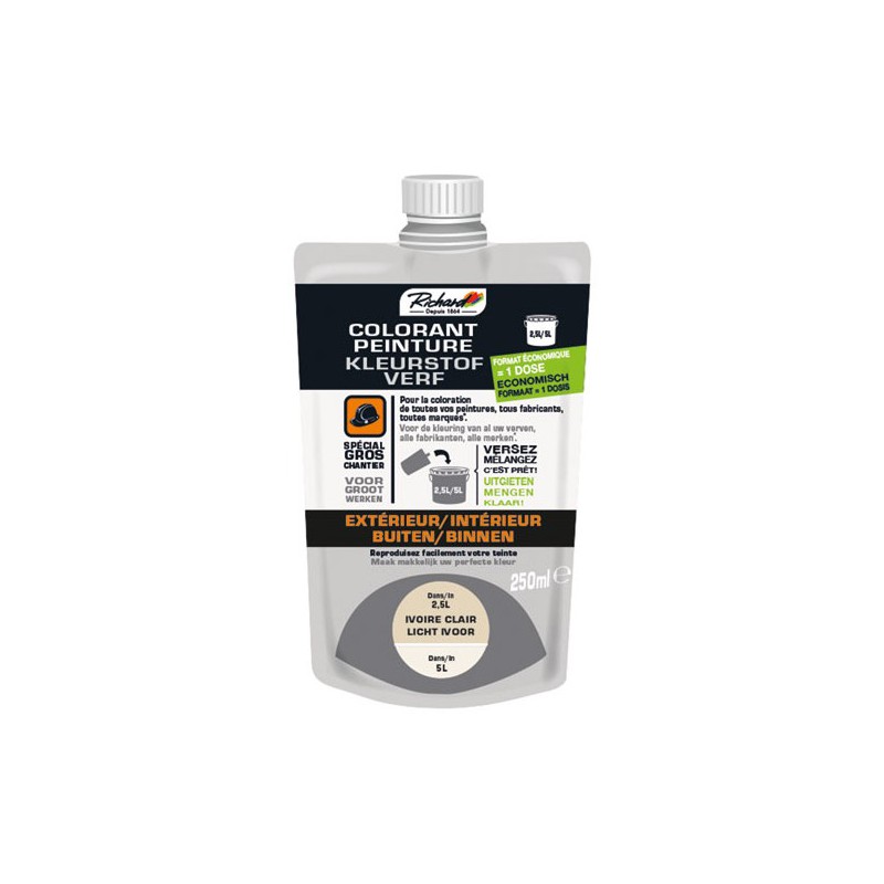 Colorant pour peinture - Doypack - 250 ml - Ivoire clair - RICHARD - Colorants peinture - DE-396549