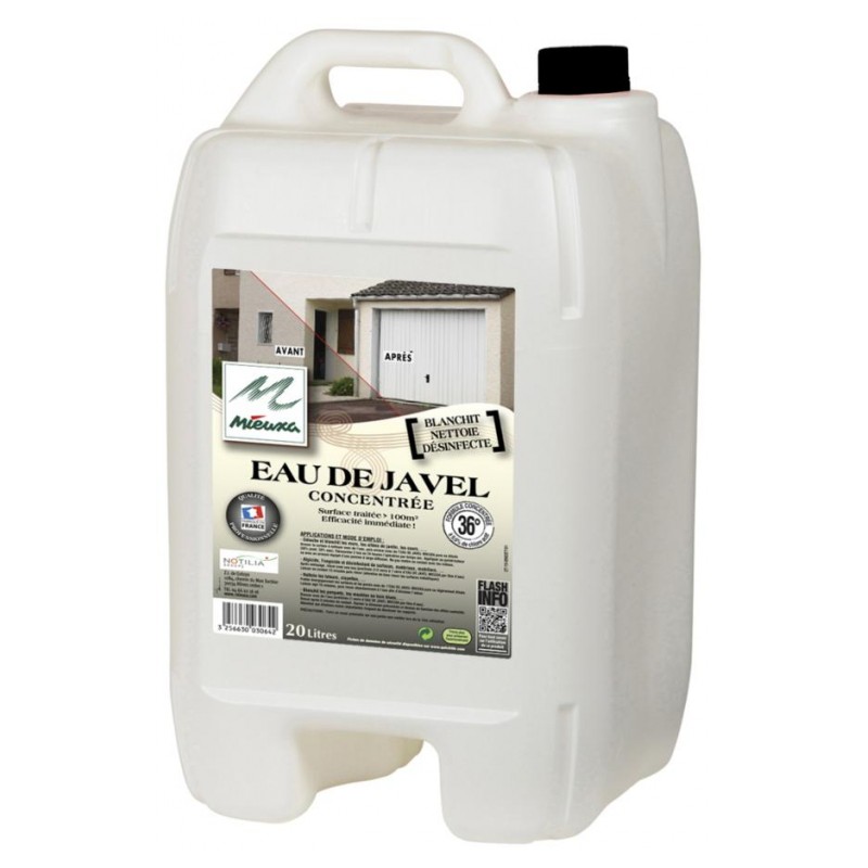 Eau de javel 9.6% de chlore actif - Concentré - 20 L - MIEUXA - Hygiène de la maison - 90397