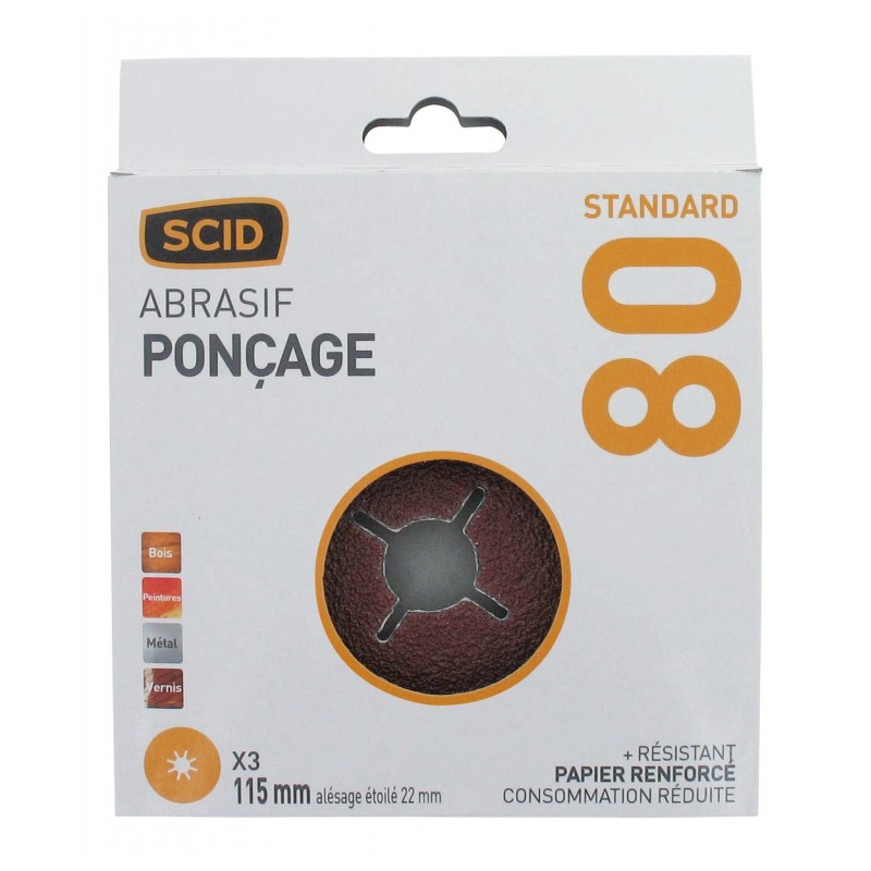 Disque alésage étoilé de 22 mm - 115 mm - Grain 80 - SCID - Disque - BR-044642