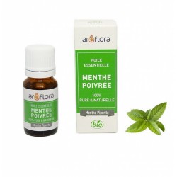 Huile essentielle BIO de Menthe poivrée 100% pure et naturelle -10 ml - AROFLORA - Huiles essentiellles - DE-198359