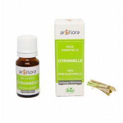 Huile essentielle BIO de Citronelle 100% pure et naturelle -10 ml - AROFLORA - Huiles essentiellles - DE-198382