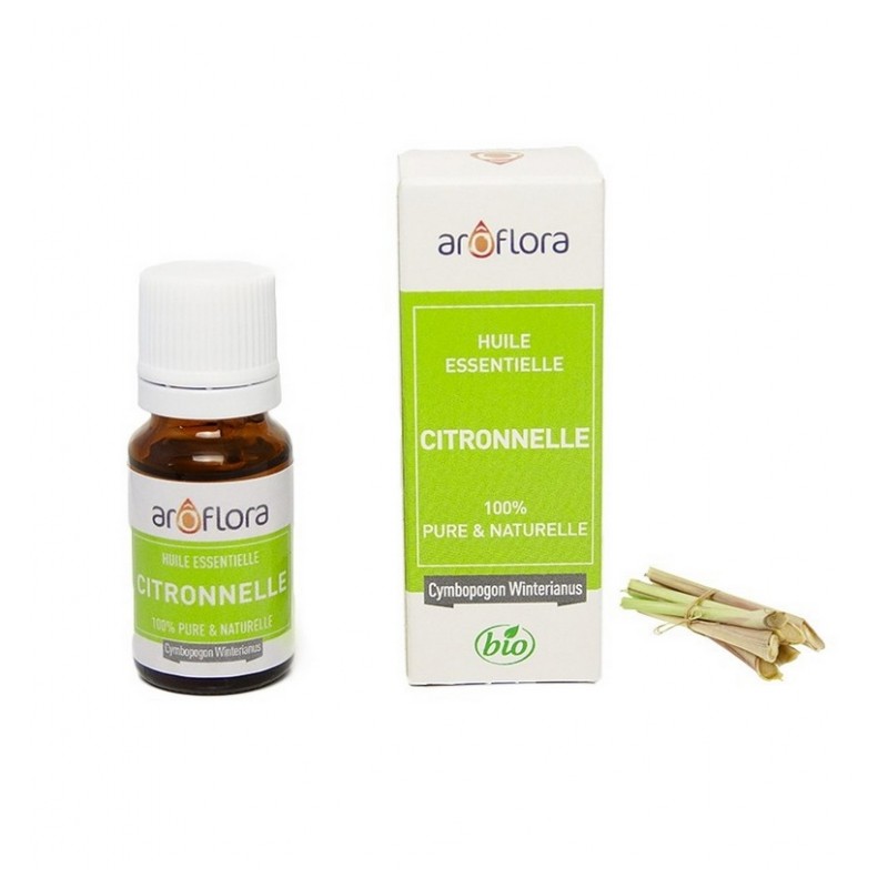 Huile essentielle BIO de Citronelle 100% pure et naturelle -10 ml - AROFLORA - Huiles essentiellles - DE-198382