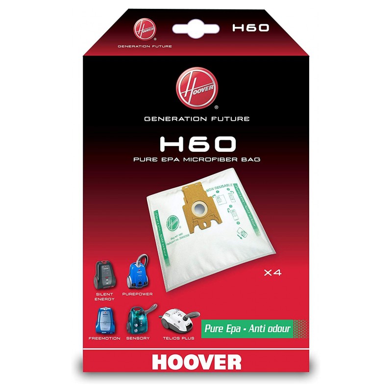 4 sacs d'aspirateur - Freemotion anti-odeur - H 60 - HOOVER - Accessoires Aspirateur - 9192402