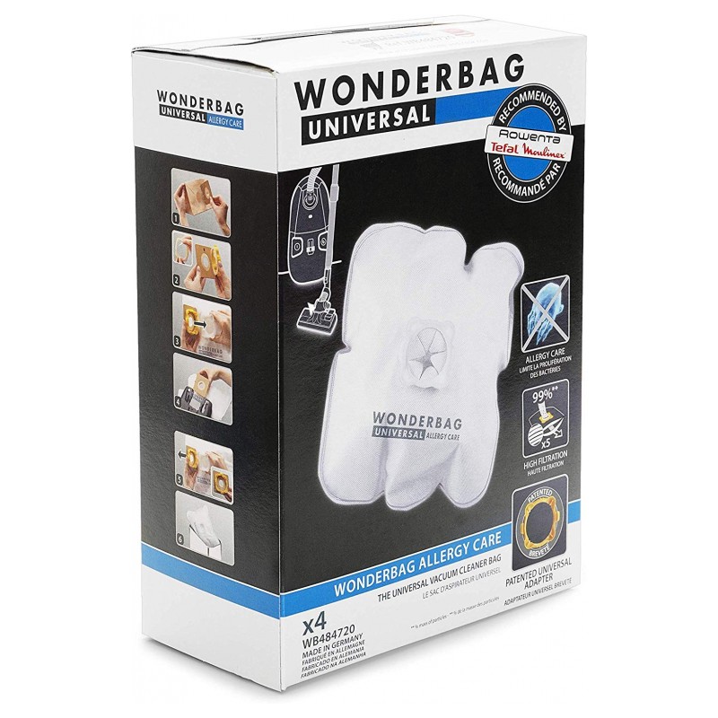 4 Sacs aspirateur Universel Wonderbag Original - WB484720 - ROWENTA - Accessoires Aspirateur - WB484720