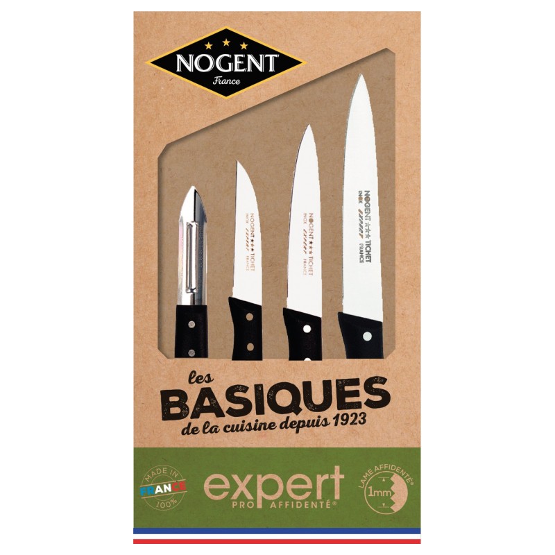 Coffret Expert de 3 couteaux + 1 éplucheur - Les Basiques - NOGENT - Coutellerie - BR-545214