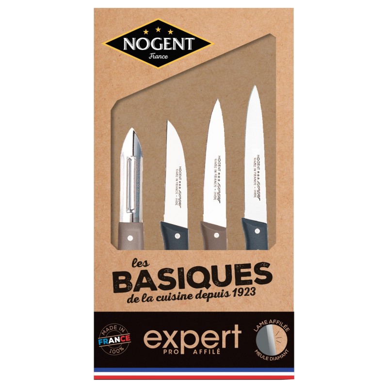 Coffret Expert affilé de 3 couteaux + 1 éplucheur - Les Basiques - NOGENT - Coutellerie - BR-545215