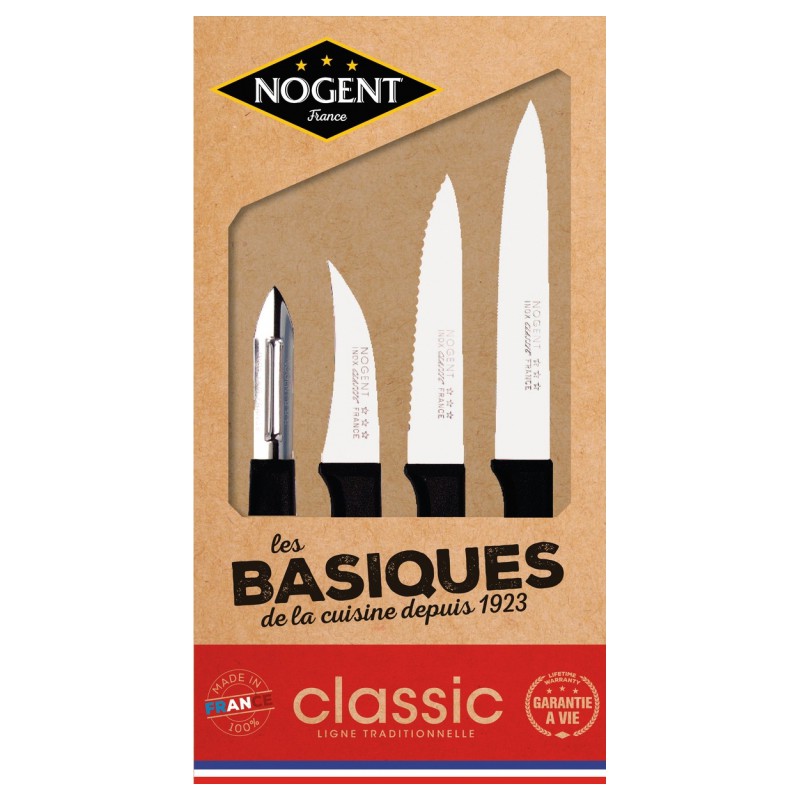 Coffret Classic polypro de 3 couteaux + 1 éplucheur - Les Basiques - NOGENT - Coutellerie - BR-545206