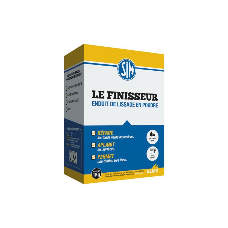 Enduit de lissage intérieur en poudre - Le Finisseur - 1 Kg - SIM - Enduit de lissage - DE-249698