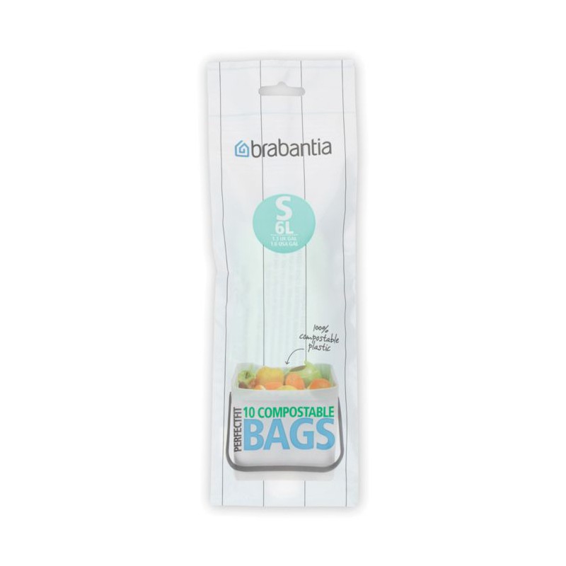 Sacs Poubelle compostable - PerfectFit - 6 litres - 10 sacs - BRABANTIA - Sac poubelle - DE-201450