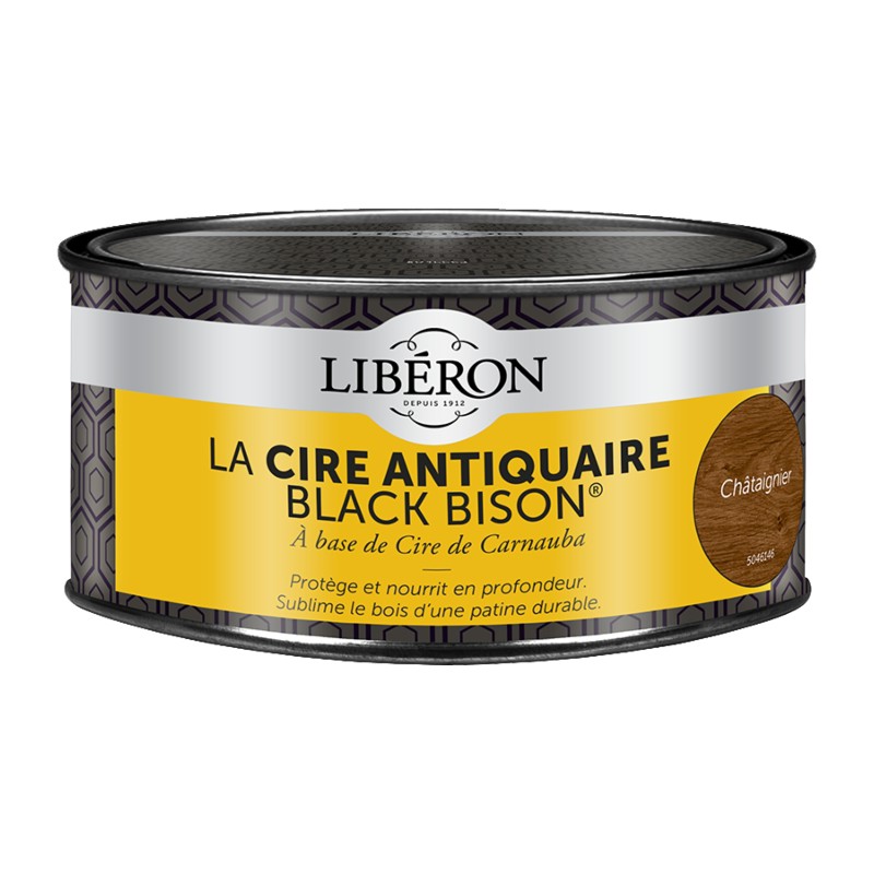 Cire d'antiquaire en pâte - Black Bison - Châtaignier - 500 ml - LIBERON - Entretien du bois - DE-536565