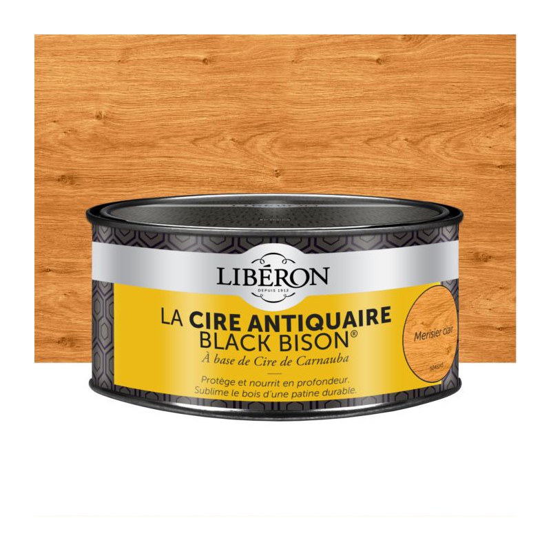 Cire d'antiquaire en pâte - Black Bison - Merisier clair - 500 ml - LIBERON - Entretien du bois - DE-536532