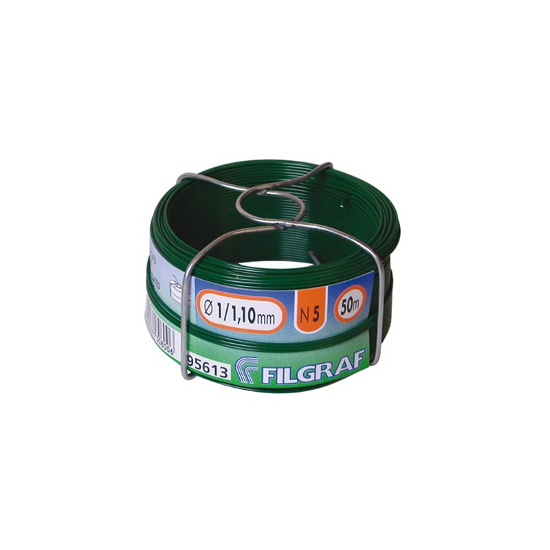 Fil d'attache Filgraf - Plastifié vert - 50 m - ⌀ 1.10 mm - Fils d'attache grillage - BR-311569