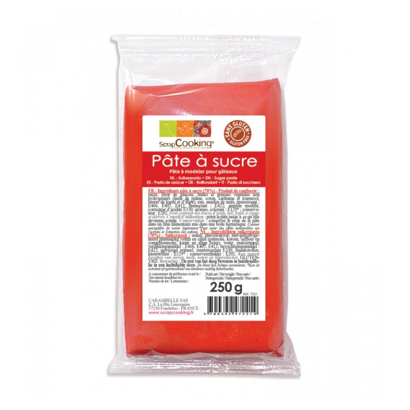 Pâte à  sucre - Rouge - 250 Grs - SCRAPCOOKING - Épicerie sucrée - DE-156489