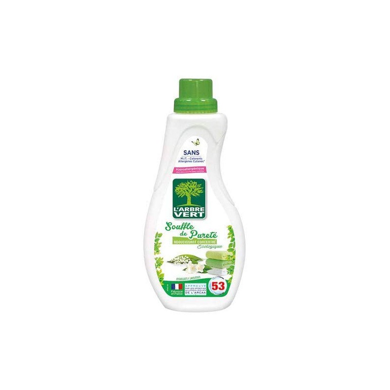 Adoucissant concentré écologique - Souffle de pureté - 800 ml - L'ARBRE VERT - Assouplissant et parfum de linge - DE-449950