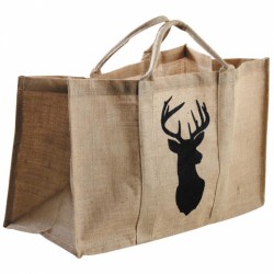 Sac à  bûches - Jûte naturel - Cerf - AUBRY GASPARD - Accessoires cheminée / poêle - DE-445850