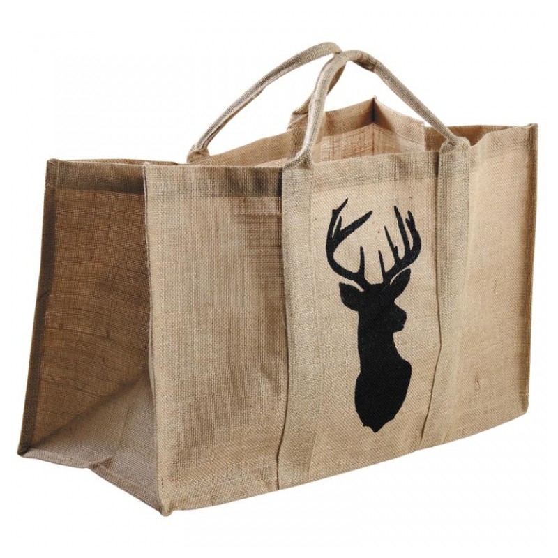 Sac à  bûches - Jûte naturel - Cerf - AUBRY GASPARD - Accessoires cheminée / poêle - DE-445850