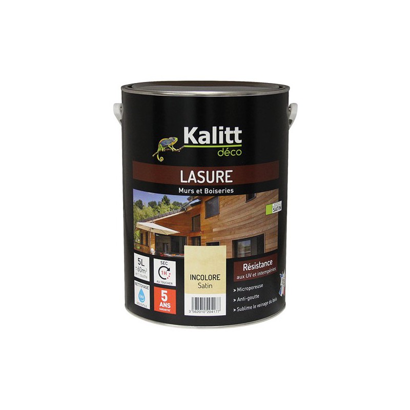 Lasures Les Modernes - Murs et boiseries - Incolore Satin - 5 L - KALITT - Lasures et Vernis - DE-369710