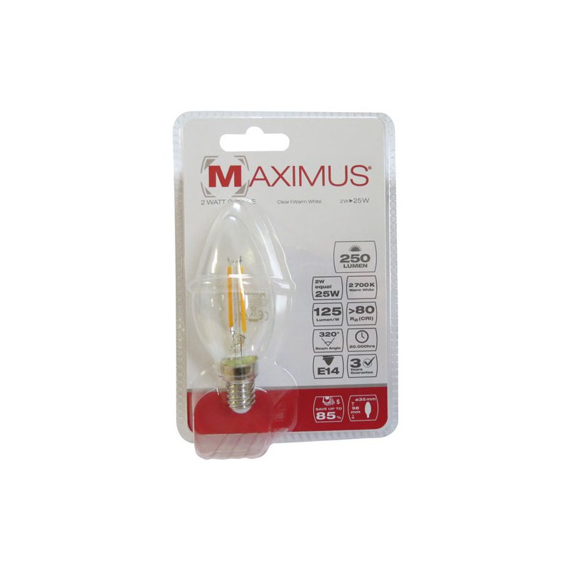 Ampoule filament LED Flamme - E14 - 2 Watts - Maximus - DURACELL - Ampoules LED - DE-233460