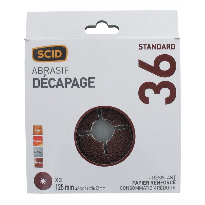 Disque alésage étoilé de 22 mm - 125 mm - Grain 36 - SCID - Disque - BR-044645