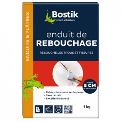 Enduit de rebouchage en poudre - Fissures jusqu'à  5 cm - 1 KG - BOSTIK - Enduit de rebouchage - 609461D