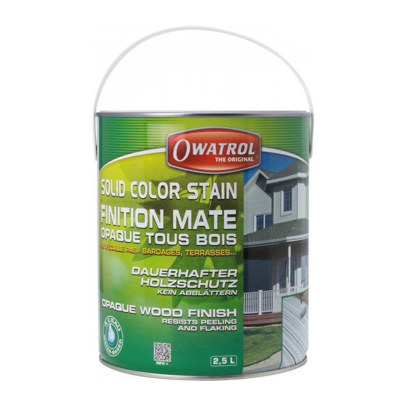 Laque de finition pour bois - Opaque Mate - Solid Color Stain - Blanc - 2.5 L - OWATROL - Lasures et Vernis - BR-410550