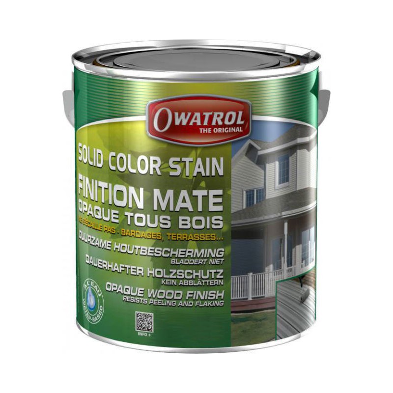 Laque de finition pour bois - Opaque Mate - Solid Color Stain - Vert olive - 2.5 L - OWATROL - Lasures et Vernis - BR-410554