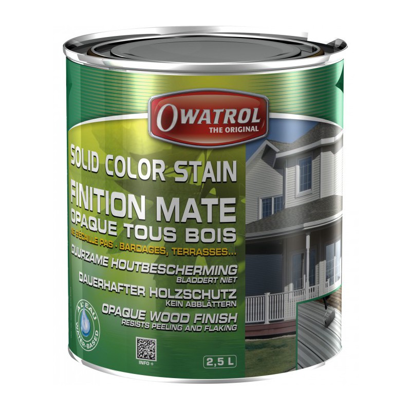 Laque de finition pour bois - Opaque Mate - Solid Color Stain - Gris antique - 2.5 L - OWATROL - Lasures et Vernis - BR-410549