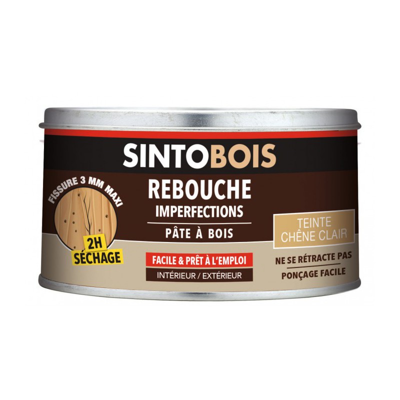 Pâte à  bois pour reboucher imperfections et fissures - Teinte Chêne clair- 250 Grs - SINTO - Réparation et rénovation du boi...