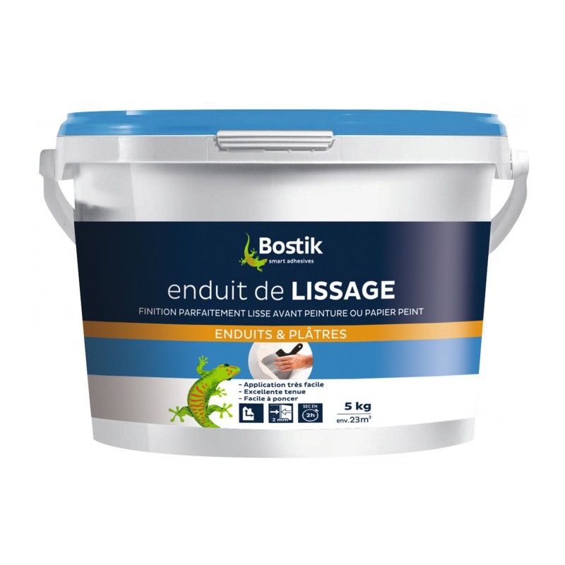 Enduit de lissage en pâte - Murs et plafonds - 5 Kg - BOSTIK - Enduit de lissage - 609388D