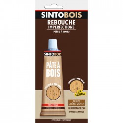 Pâte à  bois pour reboucher imperfections et fissures - Teinte Chêne moyen - 80 Grs - SINTO - Réparation et rénovation du boi...