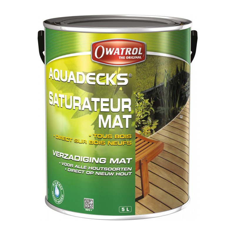 Saturateur bois en phase aqueuse - AQUADECKS - Gris vieux bois - 5 L - OWATROL - Lasures et Vernis - BR-415507