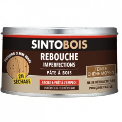 Pâte à  bois pour reboucher imperfections et fissures - Teinte Chêne moyen - 250 Grs - SINTO - Réparation et rénovation du bo...