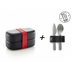 LunchBox to go - Black Édition + Couverts - LEKUÉ - Conservation / Boite / Emballage - DE-514498