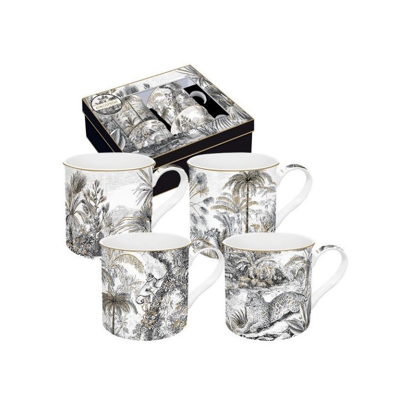 Coffret de 4 mugs - Rétro jungle - EASY LIFE - Tasse / Mug - DE-534249