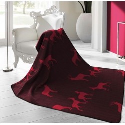 Plaid - Motifs Cerfs - Rouge / Bordeaux - 150 x 200 cm - BIEDERLACK - Plaids / Couvertures - DE-215781