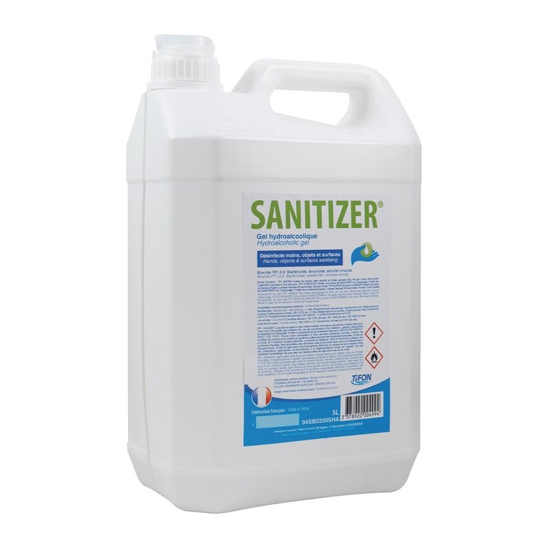 Gel hydroalcoolique - Sanitizer - 5 L - MP HYGIENE - Hygiène des mains - SI-235127