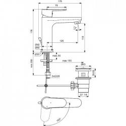 Mitigeur lavabo - Kheops - Noir - PORCHER - Robinets / Mitigeurs - SI-257854