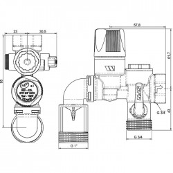 Groupe de sécurité - SFR 3/4" - Modèle coudé - WATTS - Accessoires chauffe-eau - SI-163920