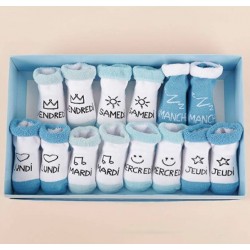 Coffret bébé - 7 paires de chaussettes - Blanc / Bleu - LE STUDIO - Enfants / Protection enfants - DE-503757