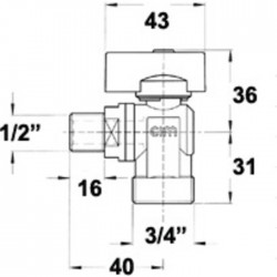 Robinet de machine à laver - Quart de tour - Série Forte - Mâle 1/2" - Mâle 3/4" - Robinets pour machine à laver - SI-661709