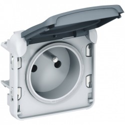 Prise de courant et volet de protection IP 55 Plexo - 2P+T - Gris - LEGRAND - Prises - BR-404171