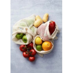 Sac à fruits / légumes - Coton - Blanc cassé - 30 X 40 cm - POINT VIRGULE - Rangement et nettoyage - DE-528621