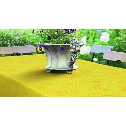 Nappe - Ovale - Toile cirée - Palmas - Jaune - 150 x 250 cm - D C TABLE - Nappe - DE-491530