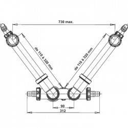 Tubulure de raccordement - Connectic pour évier 2 cuves - 40 mm - VALENTIN - Siphons pour évier de cuisine - SI-635005