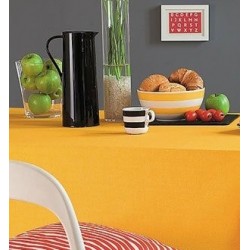 Nappe - Ronde - Coton - Collin - Jaune - 160 cm - D C TABLE - Nappe - DE-544677