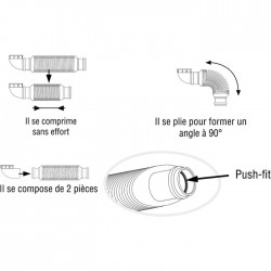 Siphon d'évier - Sans garde d'eau - Senzo - 40 mm - WIRQUIN - Siphons pour évier de cuisine - SI-384016