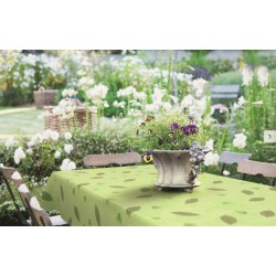 Nappe - Ronde - Toile cirée - Nancy - Vert - 150 cm - D C TABLE - Nappe - DE-491464