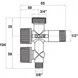 Robinet d'arrêt machine à laver - Double - Quart de tour - Mâle 3/4" - Mâle 1/2" - Mâle 3/8" - Robinets pour machine à laver ...